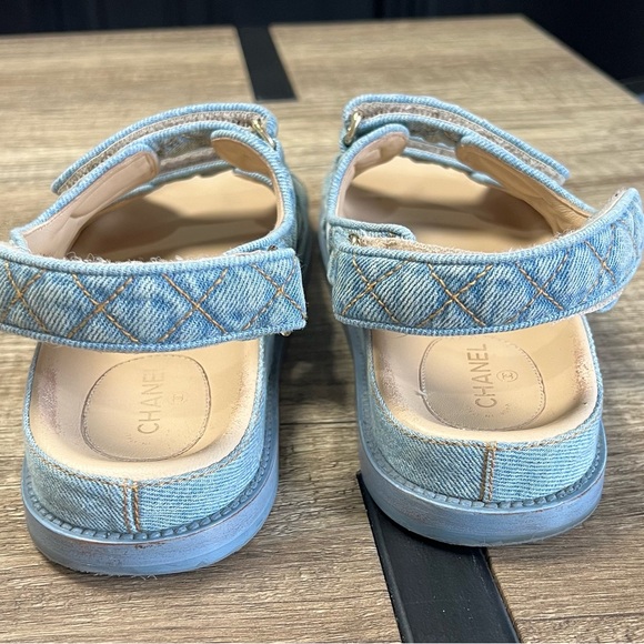 Chanel Dad Sandals Light Denim 38.5 - Picture 7 of 8